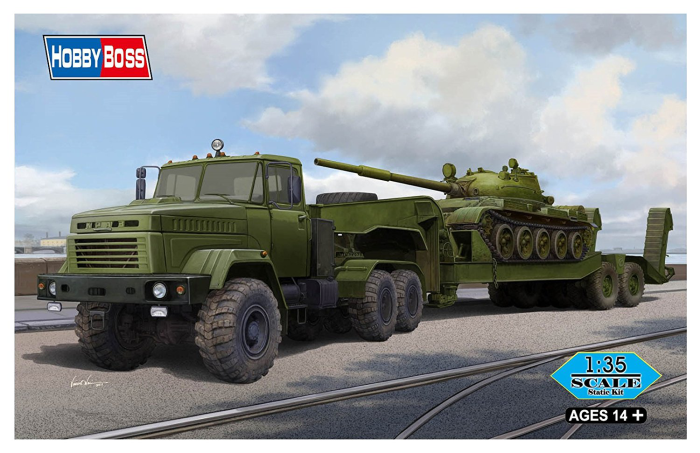 1/35 ウクライナ KrAZ-6446トラクターw.MAZ/ChMZAP-5247Gセミトレーラー T-62戦車付
